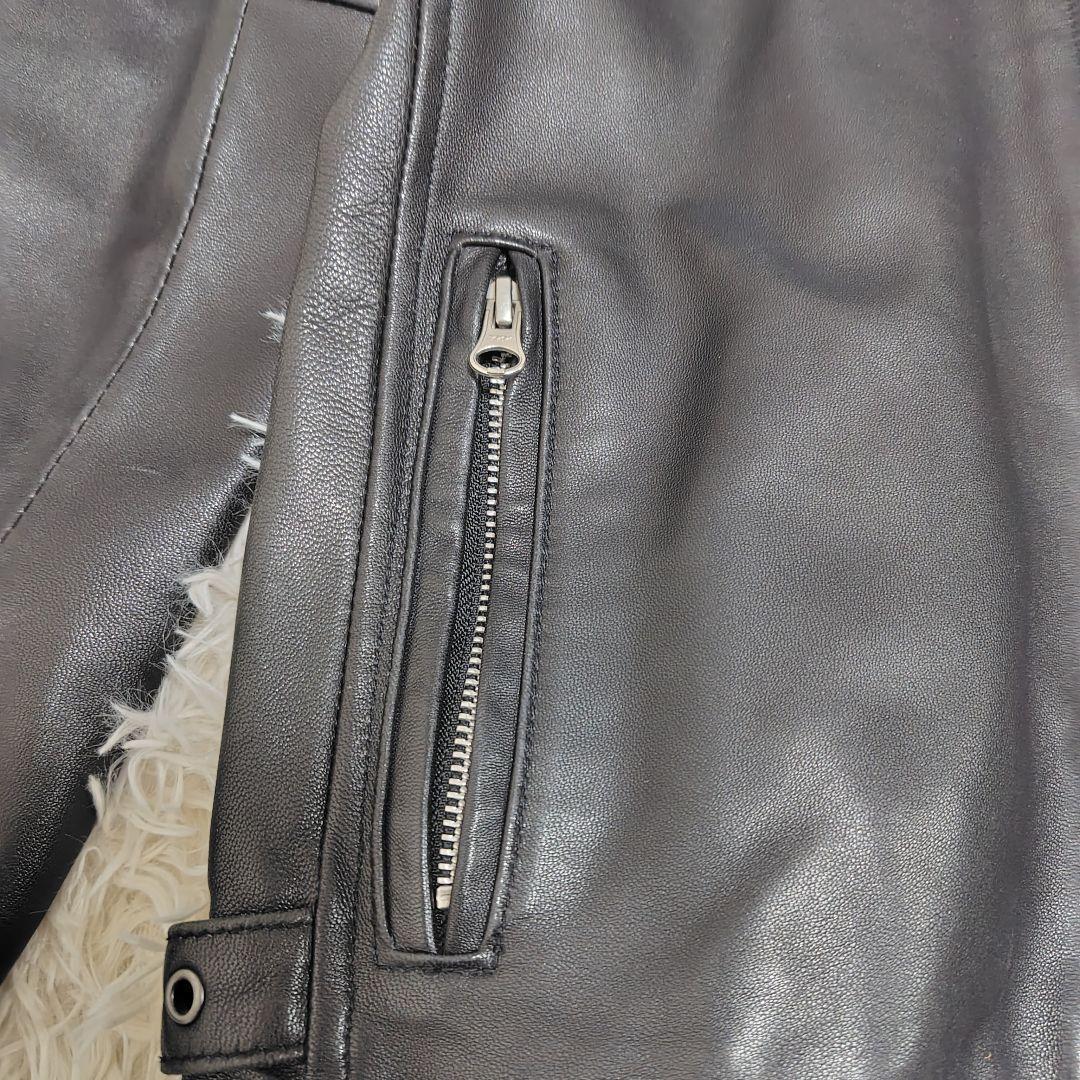 希少✨Schott ラムレザージャケット ロゴ刺繍 黒 XS