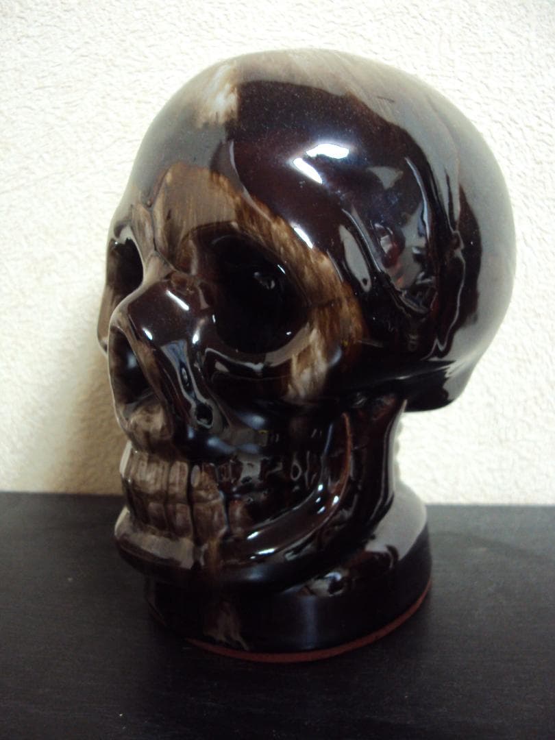 【大き目】ビンテージ　スカル　貯金箱　マーブル　陶器製　JAPAN