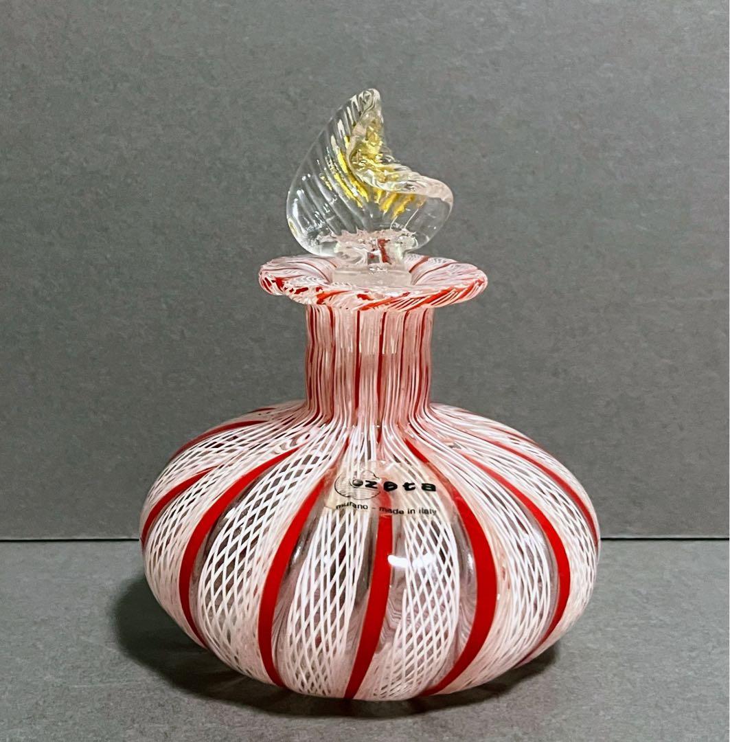 ムラーノ 香水瓶 パフュームボトル 紅白 レース柄 イタリア