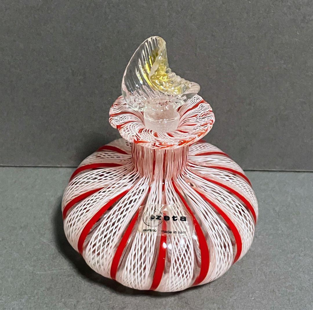 ムラーノ 香水瓶 パフュームボトル 紅白 レース柄 イタリア