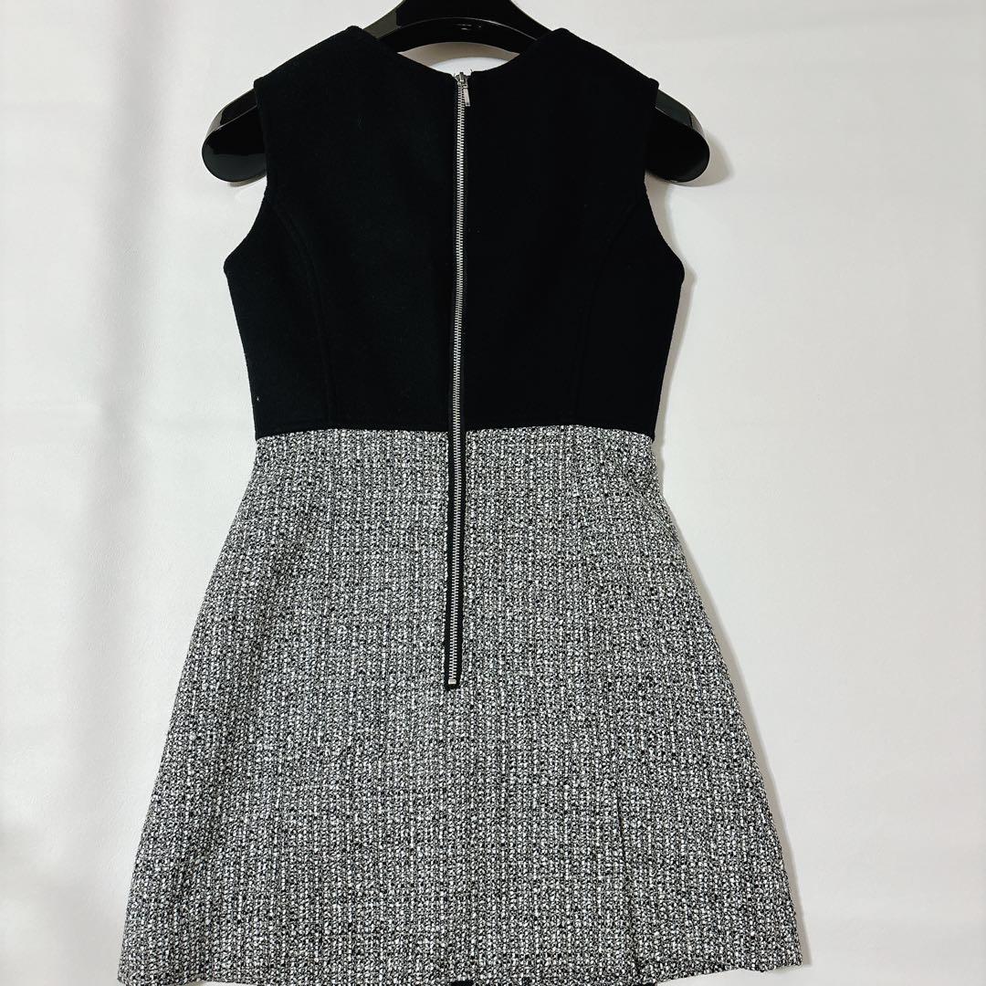 sheller シェリエ　ウールツイードドッキングドレス　黒