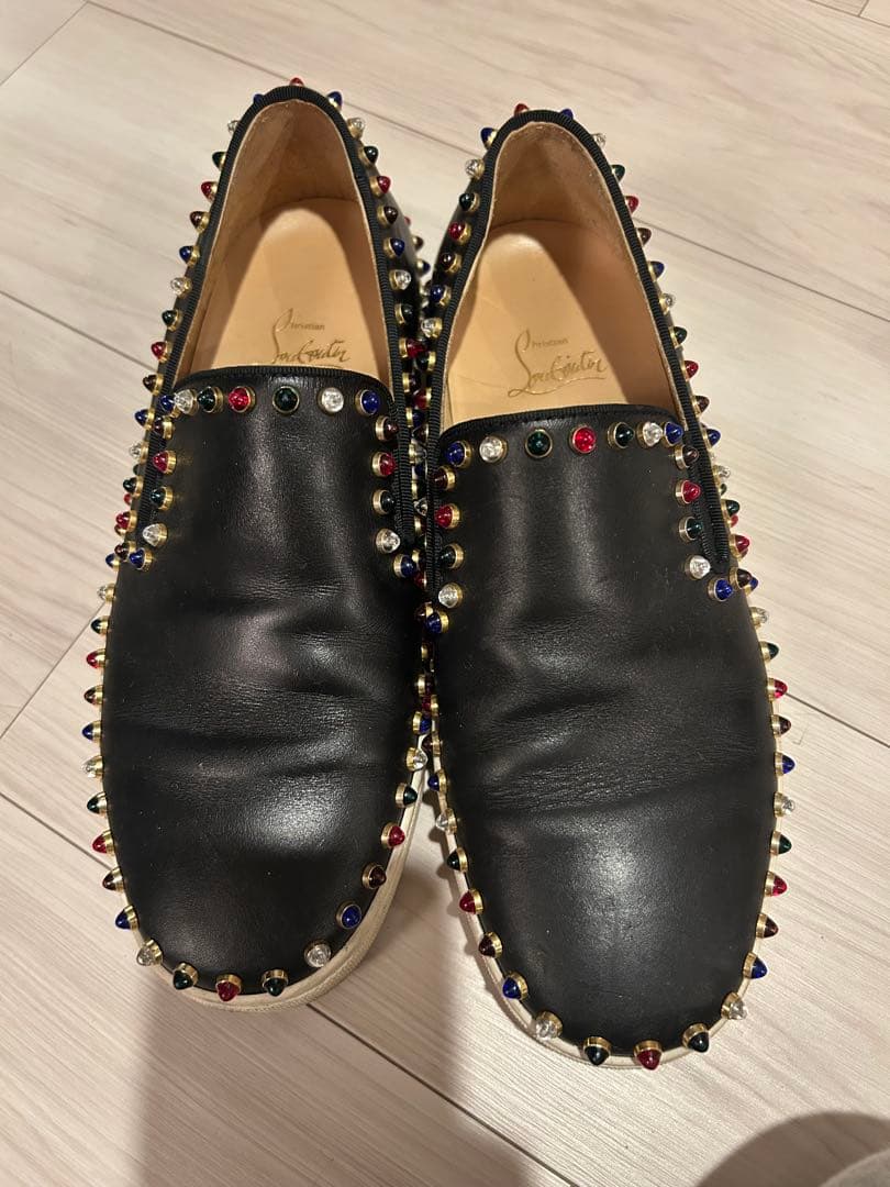 か*な様 クリスチャンルブタン　スタッズ　スリッポン　38 マルチカラー