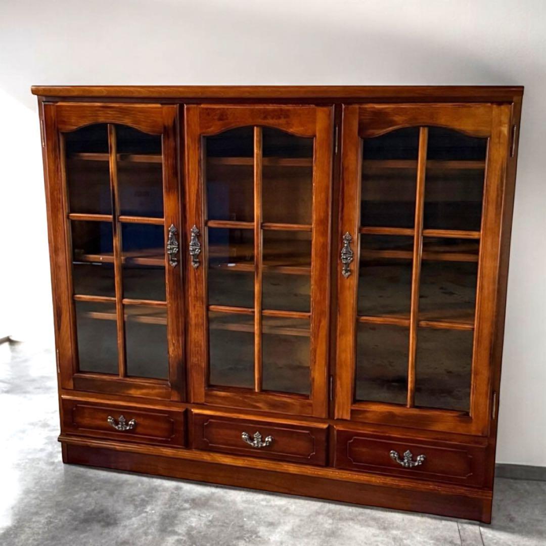 HR756 カリモク家具　コロニアル サイドボード食器棚　キュリオケース