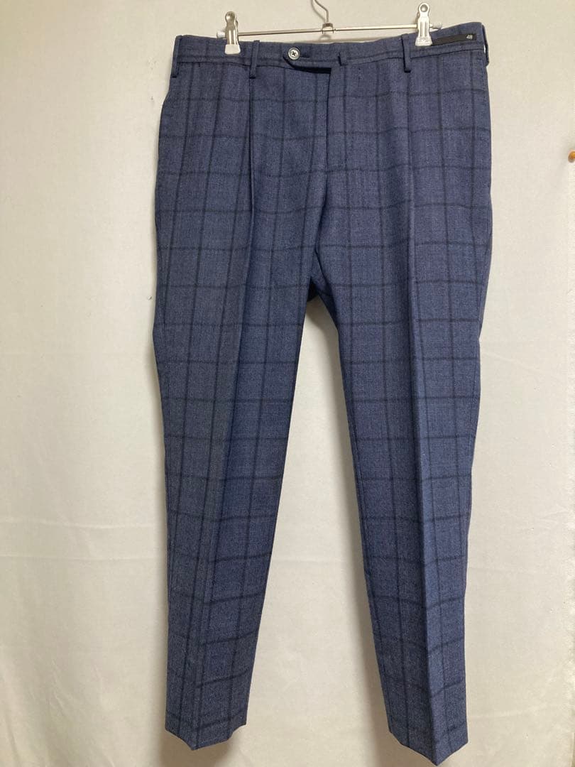 PT01 ネイビー チェック柄 スラックス
