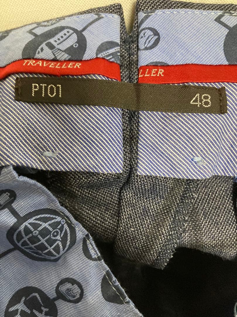 PT01 ネイビー チェック柄 スラックス