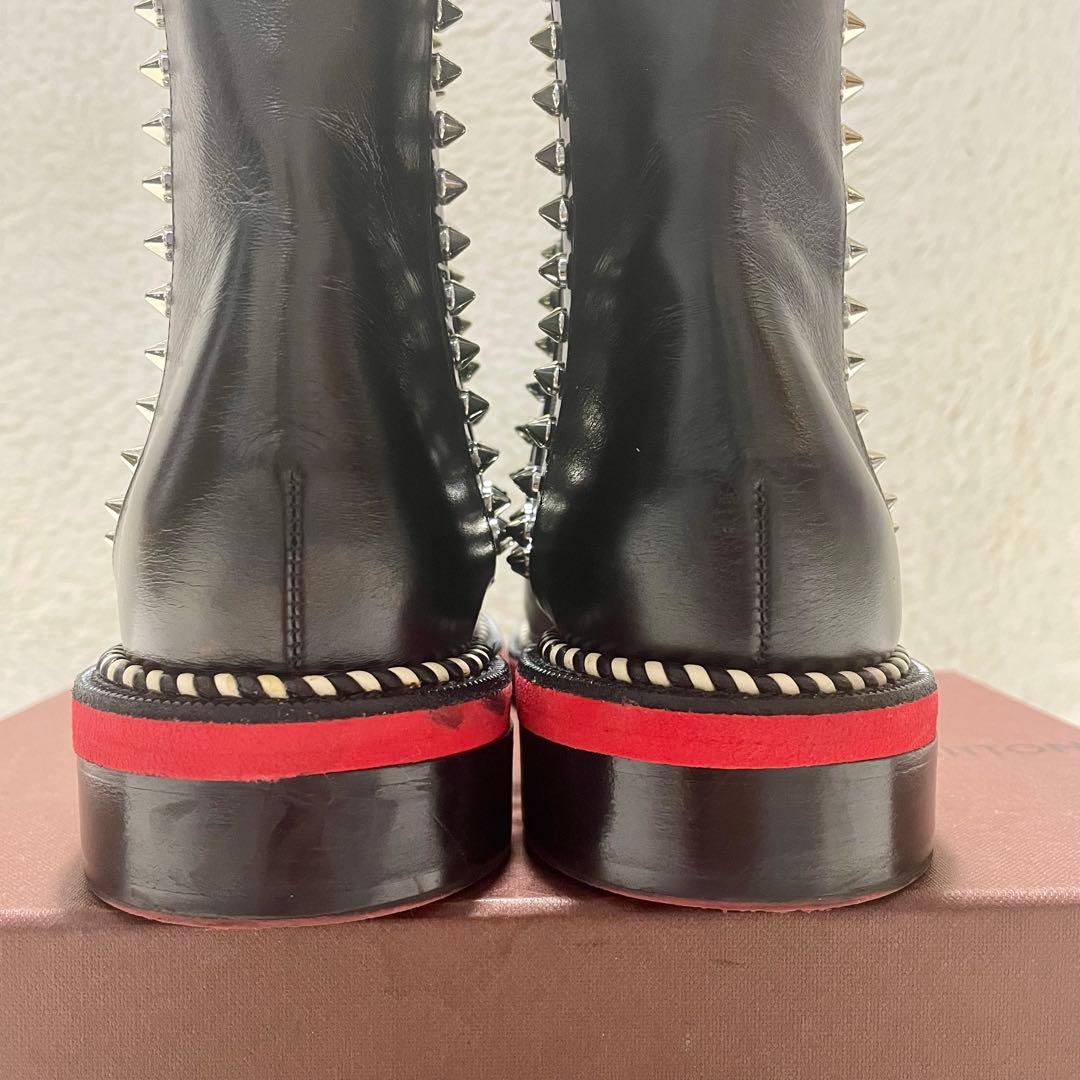 クリスチャンルブタン スタッズ レザー サイドゴアブーツ EU35.5