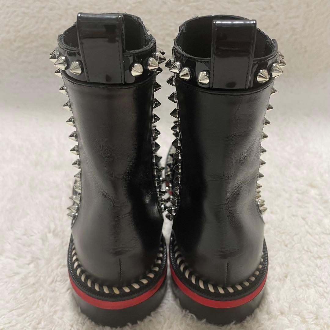 クリスチャンルブタン スタッズ レザー サイドゴアブーツ EU35.5