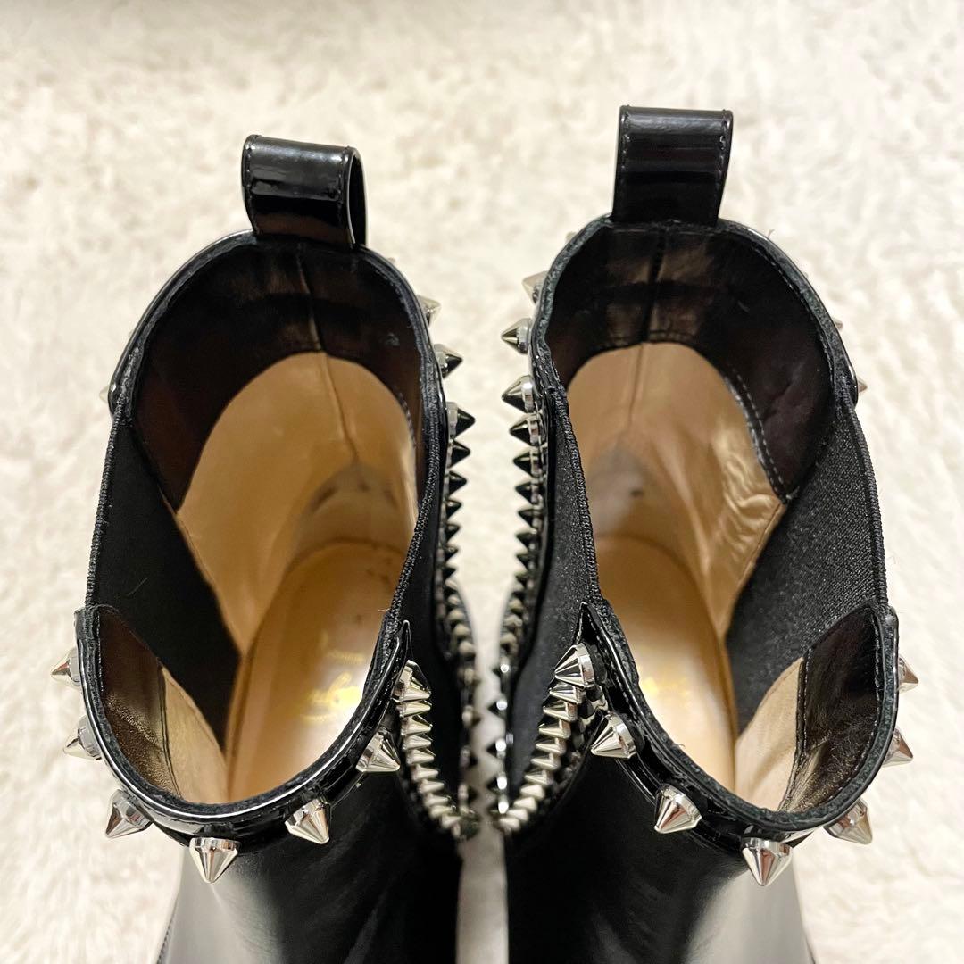 クリスチャンルブタン スタッズ レザー サイドゴアブーツ EU35.5