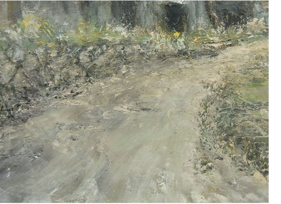 「田舎家風景」油彩 P6 額装サイン有⁰