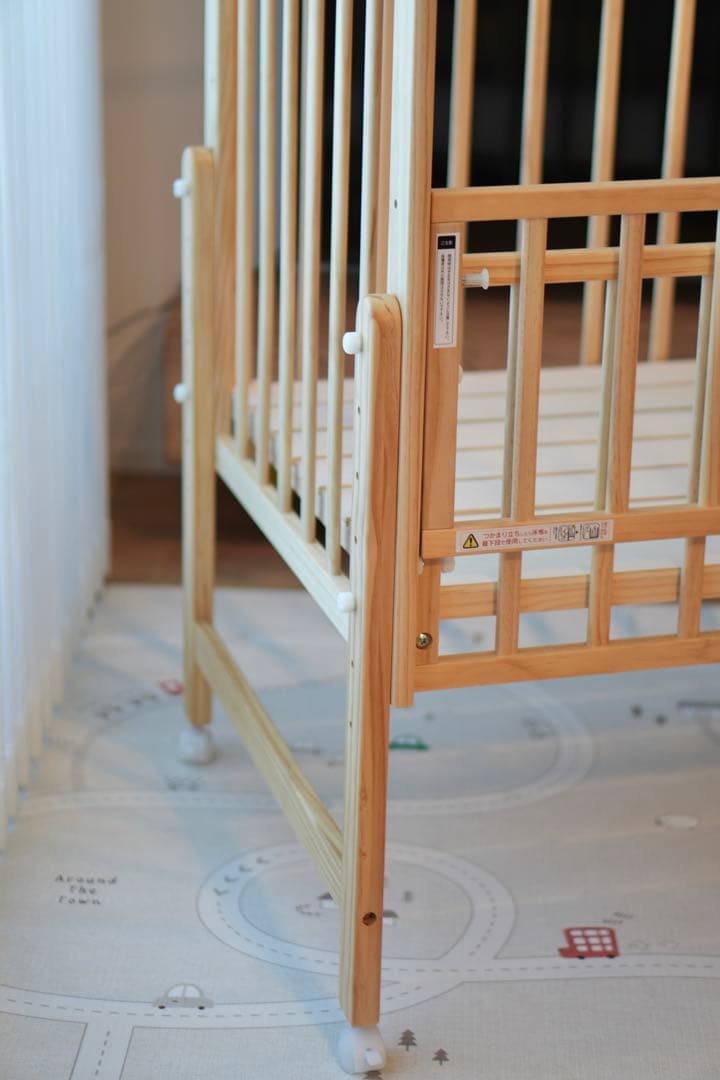 【美品】大和屋　ノモック　Wオープンハイタイプ　ベビーベッド　キャスター