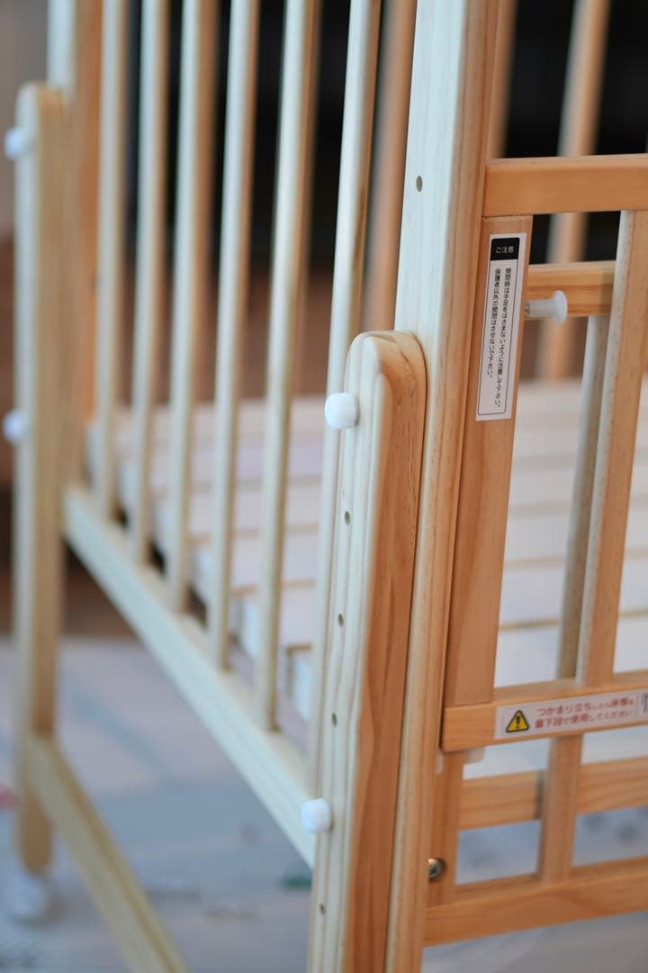 【美品】大和屋　ノモック　Wオープンハイタイプ　ベビーベッド　キャスター