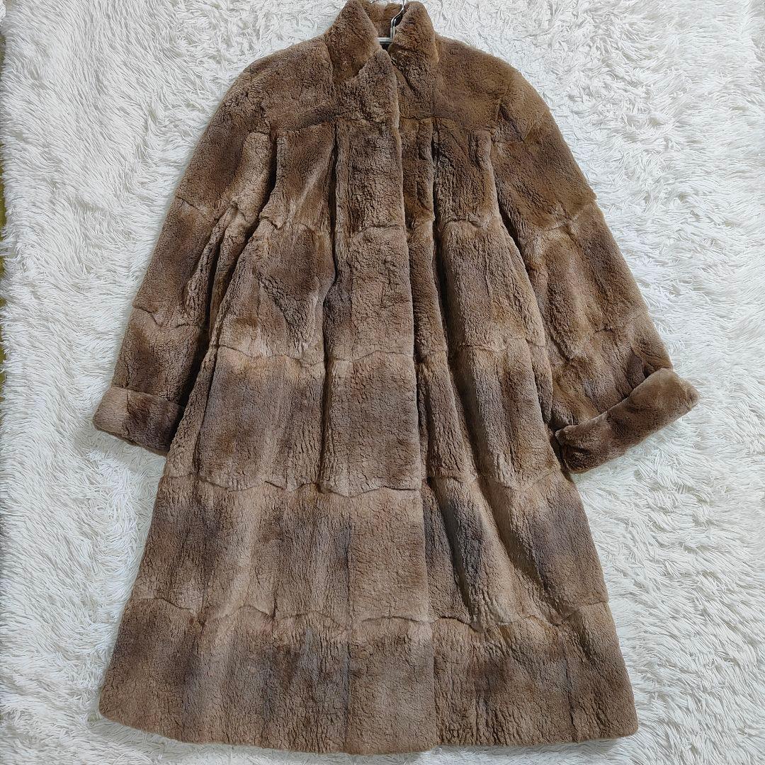 美品　毛皮　ランセル ミンク ペイズリー 裏地 総柄 ブラウン ロング　大きい