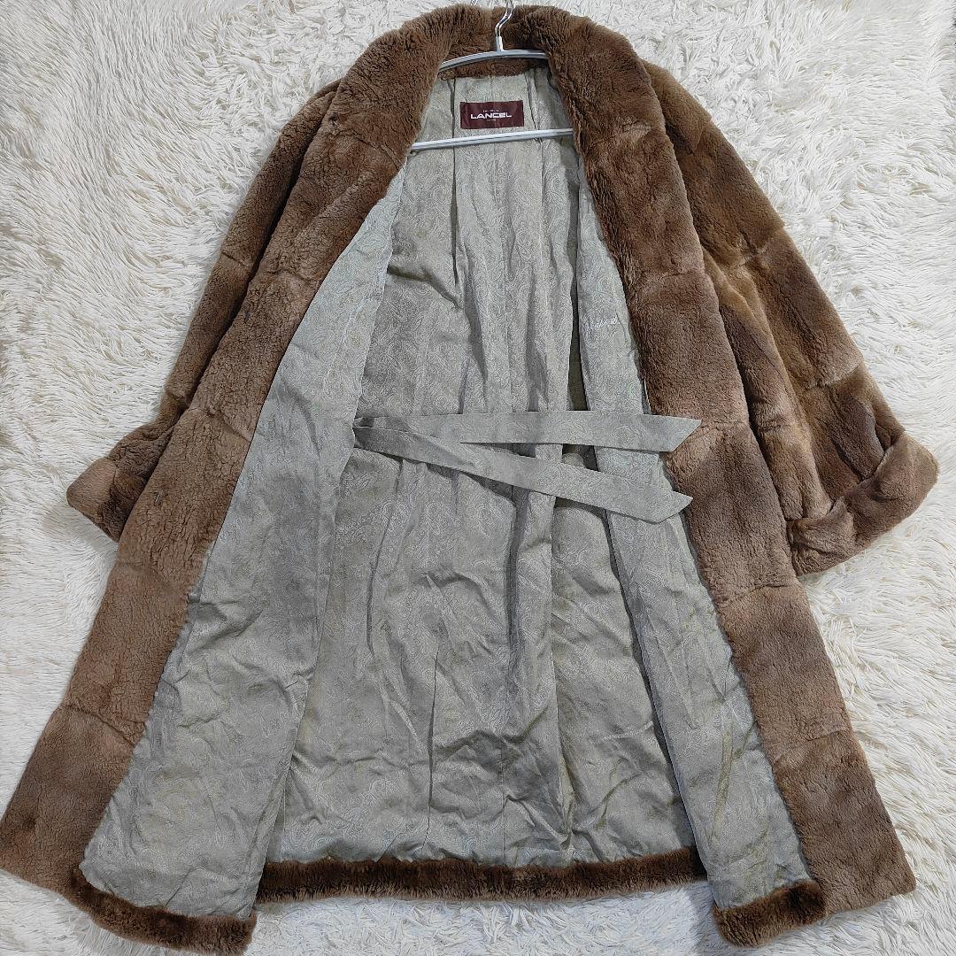 美品　毛皮　ランセル ミンク ペイズリー 裏地 総柄 ブラウン ロング　大きい