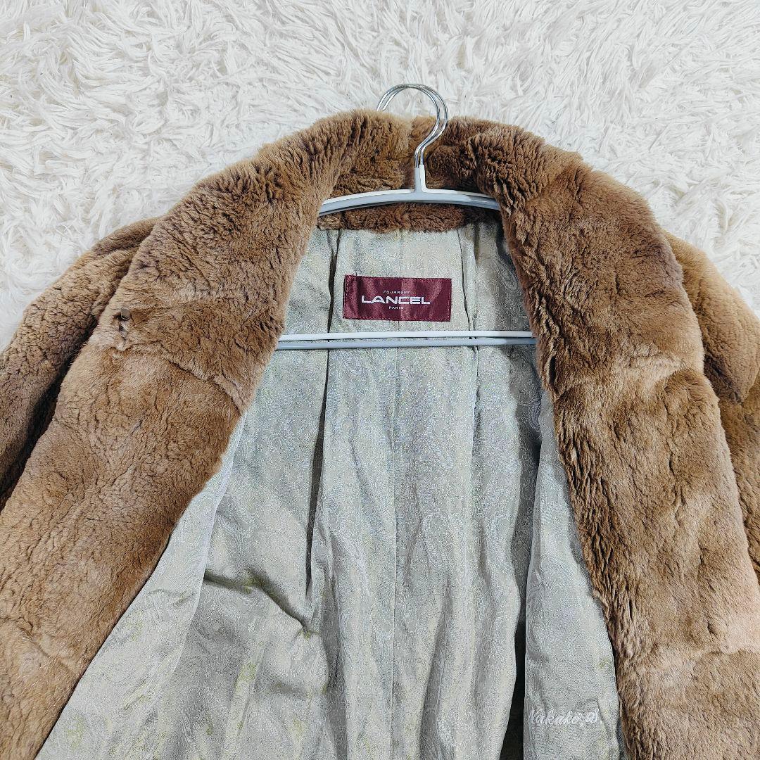 美品　毛皮　ランセル ミンク ペイズリー 裏地 総柄 ブラウン ロング　大きい