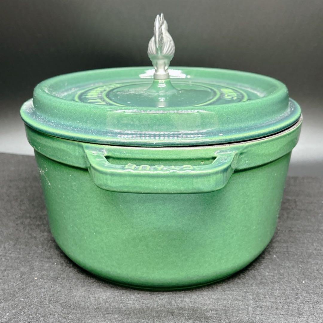 STAUB ストウブ ピコ・ココット オーバル 27cm グリーン　チキンノブ
