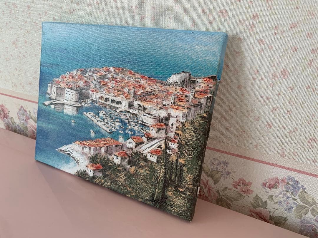 【パーシー】風景画 油絵 肉筆 ドブロブニク サイン入り