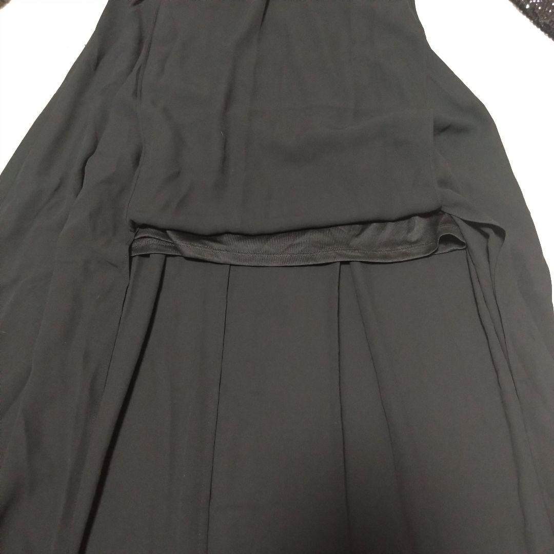 新品 未使用 ロングドレス パーティードレス マキシ丈 黒 スパンコール 結婚式