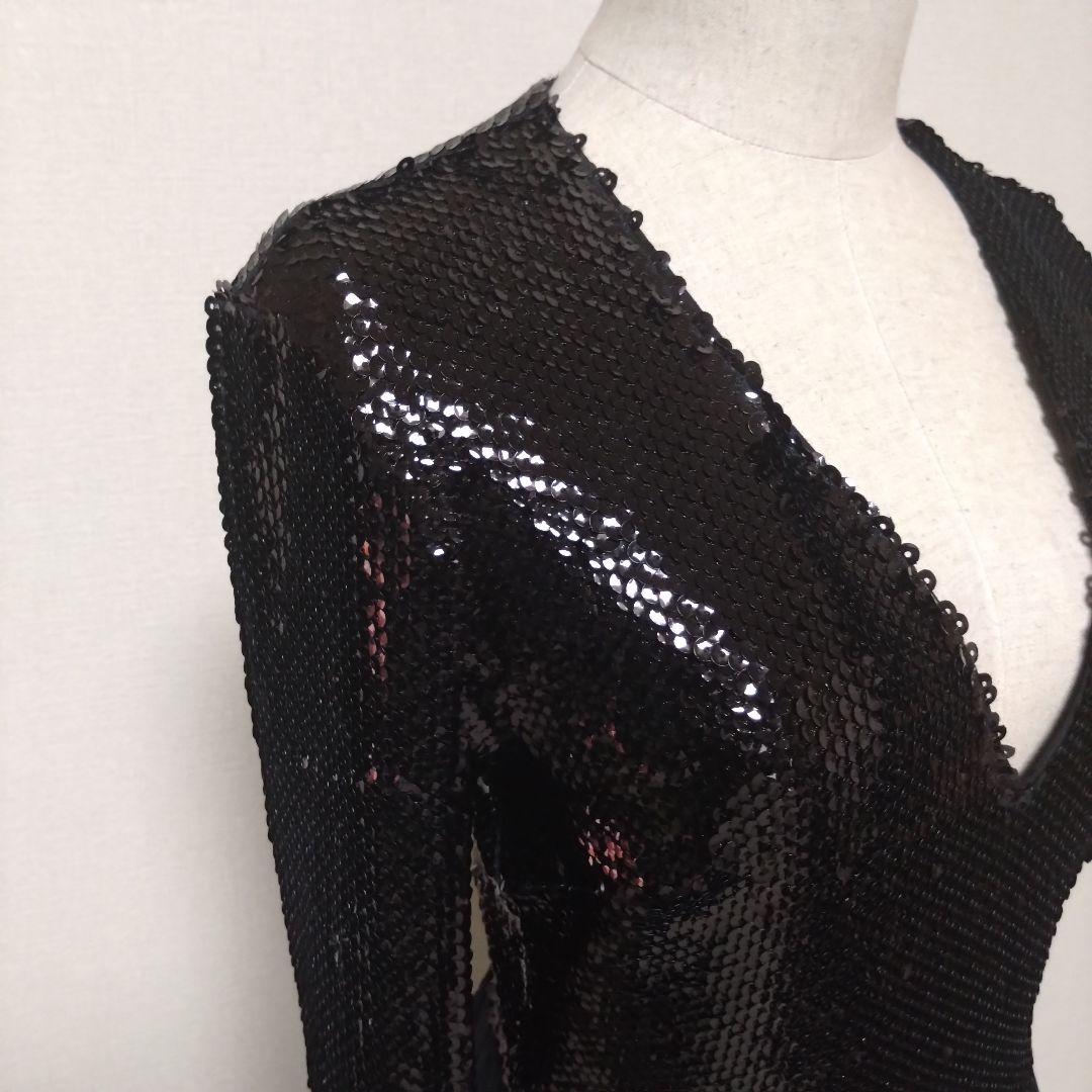 新品 未使用 ロングドレス パーティードレス マキシ丈 黒 スパンコール 結婚式