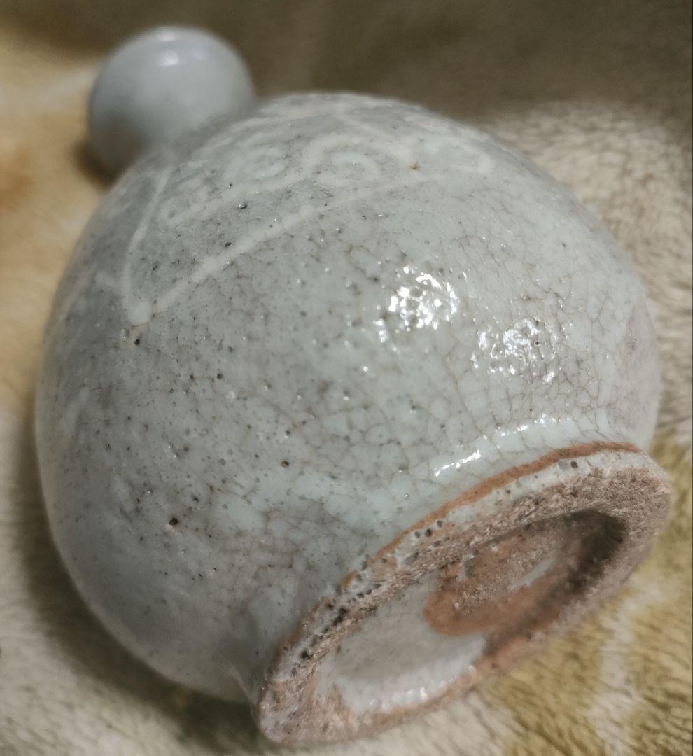 高麗青磁　徳利　花入　時代物　白象嵌　朝鮮美術