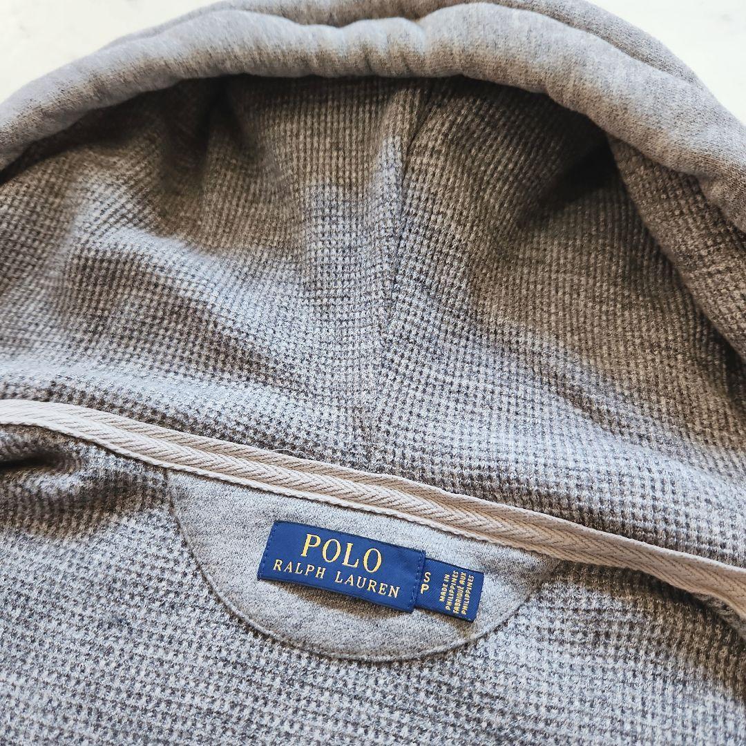 美品 ラルフローレン 中綿ベスト ポニー刺繍 フード付き グレー 男女兼用
