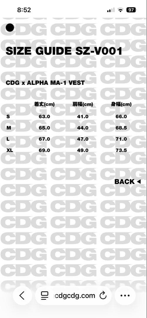 CDG x ALPHA MA-1 VEST ブラック