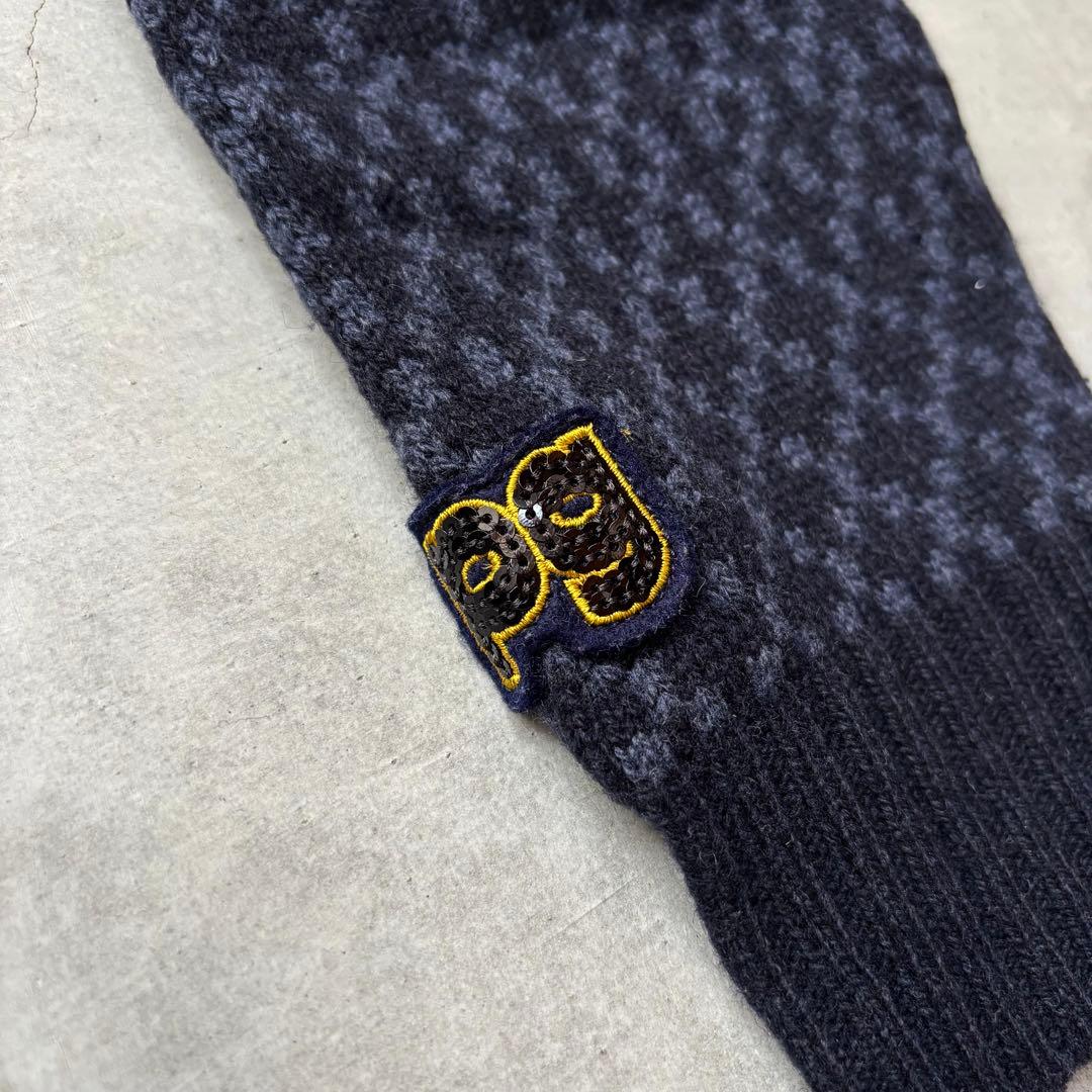 【美品】PEARLY GATES ウール混ニットセーター 宇宙 ワッペン ロゴ