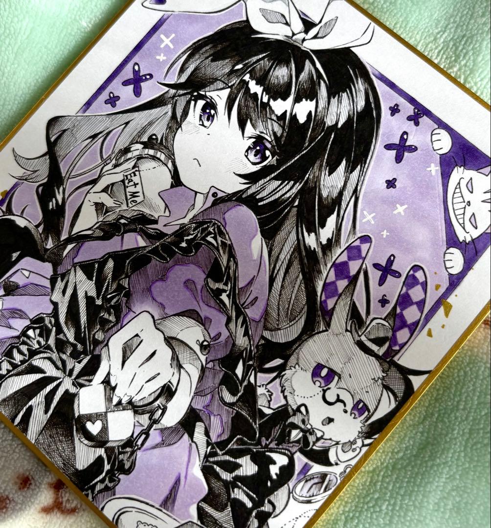 h*☆様 【黒アリス】オリジナル手描きイラスト☆アナログイラスト☆コピック☆色紙