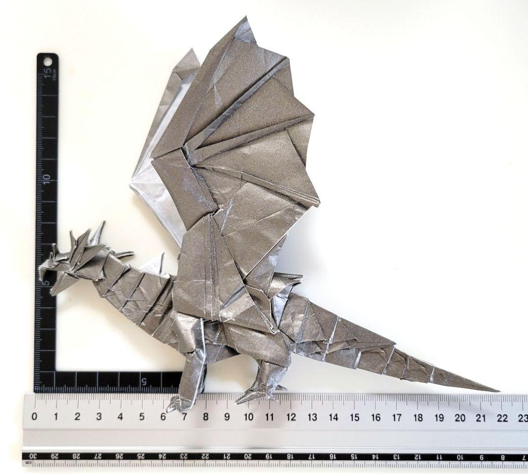 そらたん折り紙作品3点おまとめ( 銀ドラゴン・赤ドラゴン・金フェニックス)