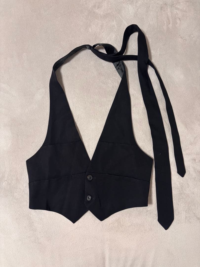 Maison Margielaブラックベスト ジレ ネクタイ付き