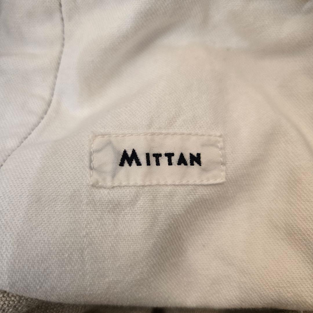 MITTAN ベージュ リネン風ワイドパンツ ウエストゴム