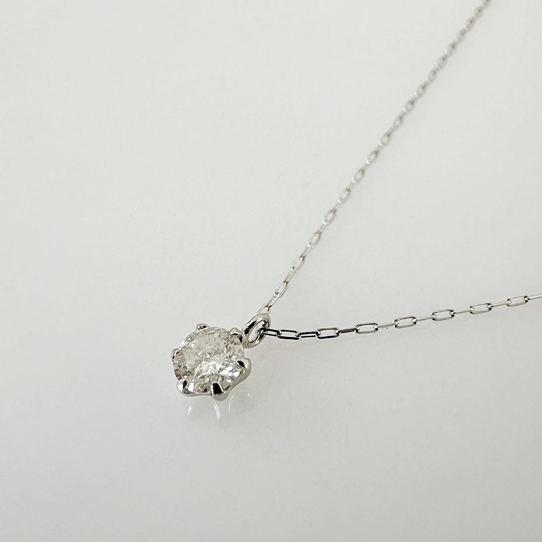 特別価格！ プラチナ シンプル 6本爪 天然ダイヤモンド0.15ctネックレス