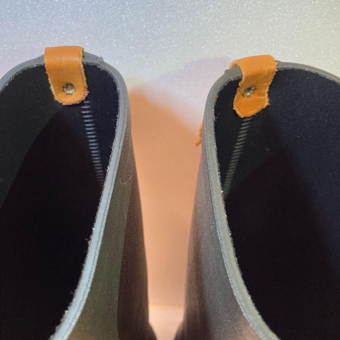 AIGLE ブラック長靴 レザー装飾付き