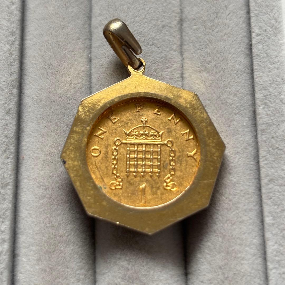 風 八角形 ゴールドカラー ペンダントトップ 遺品整理 0122-14