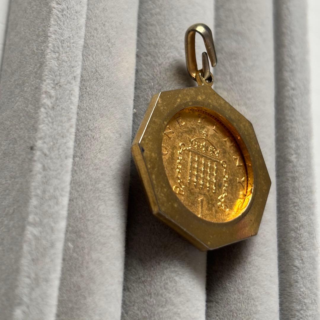 風 八角形 ゴールドカラー ペンダントトップ 遺品整理 0122-14