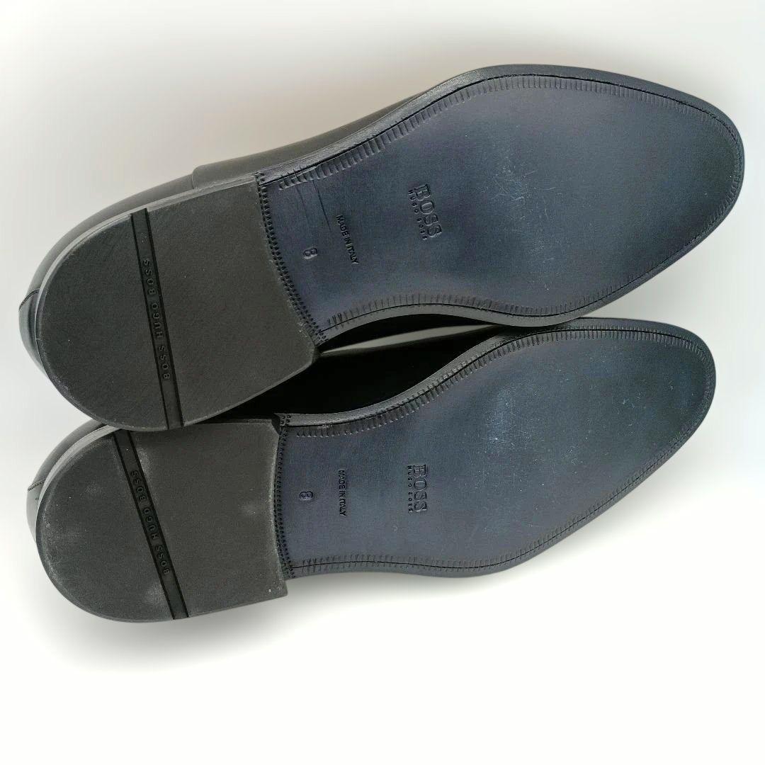 未使用級【ヒューゴボス】ストレートチップ 内羽根 黒 ビジネスシューズ