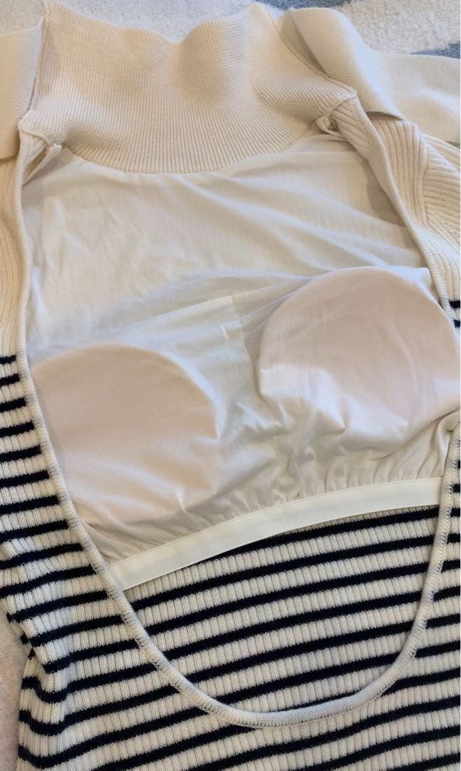 トップス Rosarymoon Back Ribbon Rib Leotard Ivory