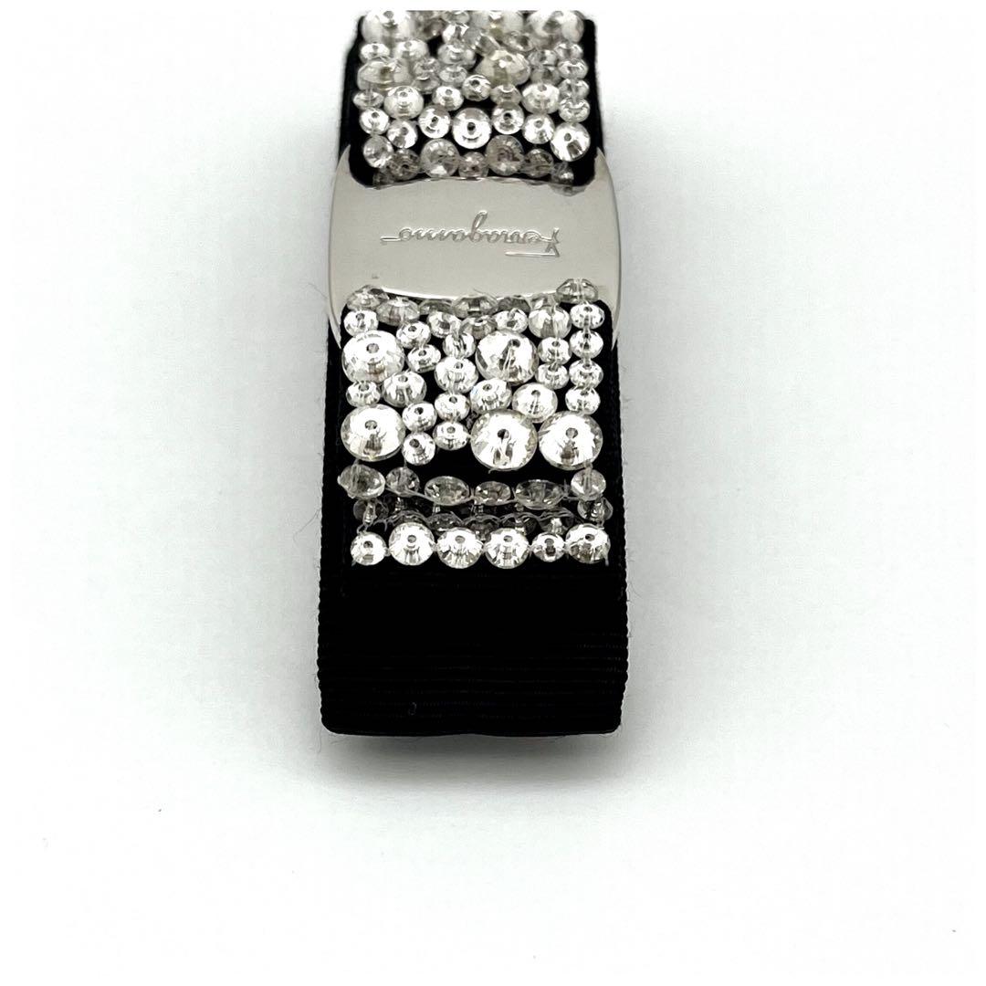 【美品】サルヴァトーレフェラガモ ヴァラリボン バレッタ ストーン ビジュー