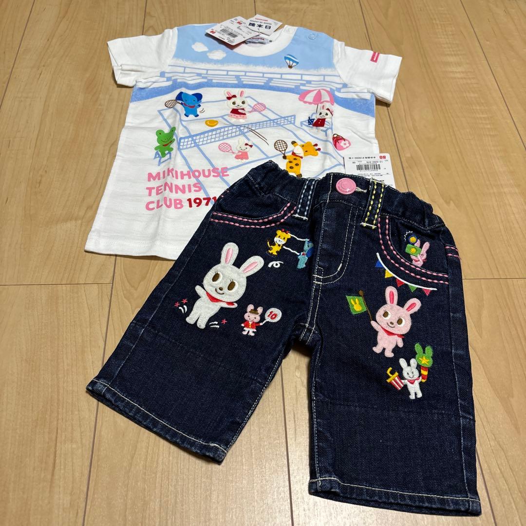 ミキハウス Tシャツとデニムパンツ 上下セット　80サイズ