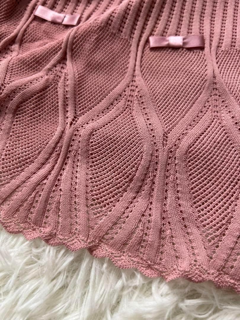 Christian Dior ディオール ニット リボン キャミソール ピンク