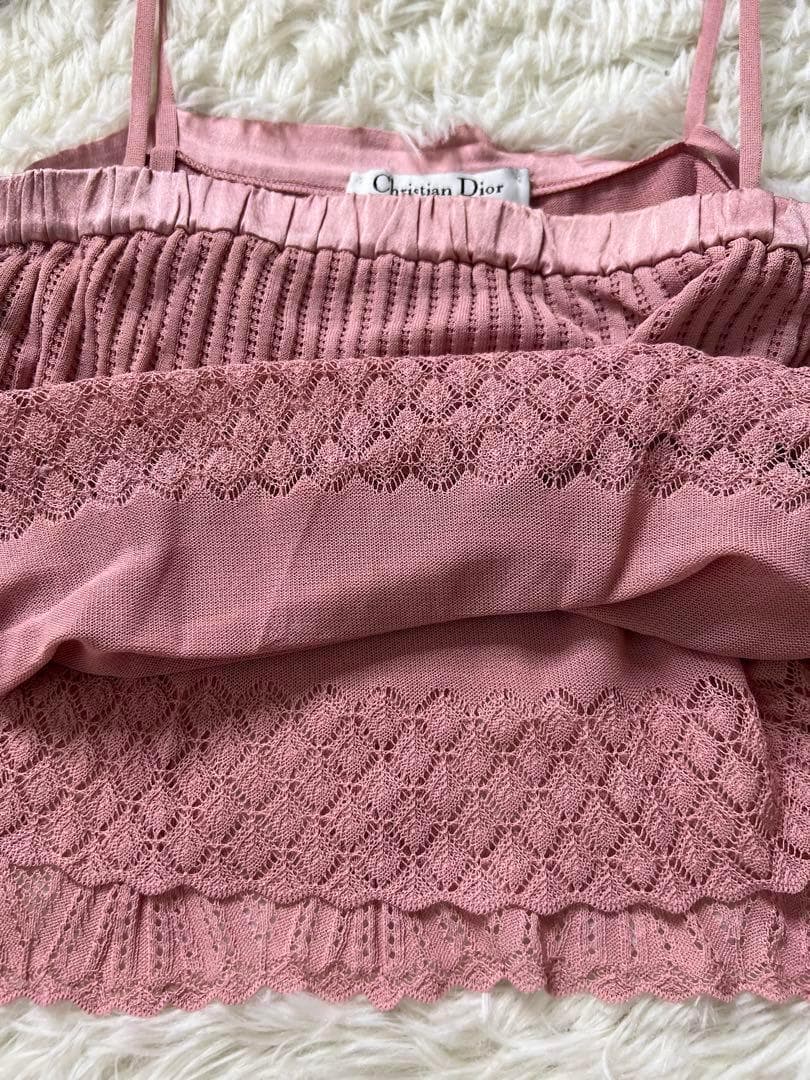 Christian Dior ディオール ニット リボン キャミソール ピンク