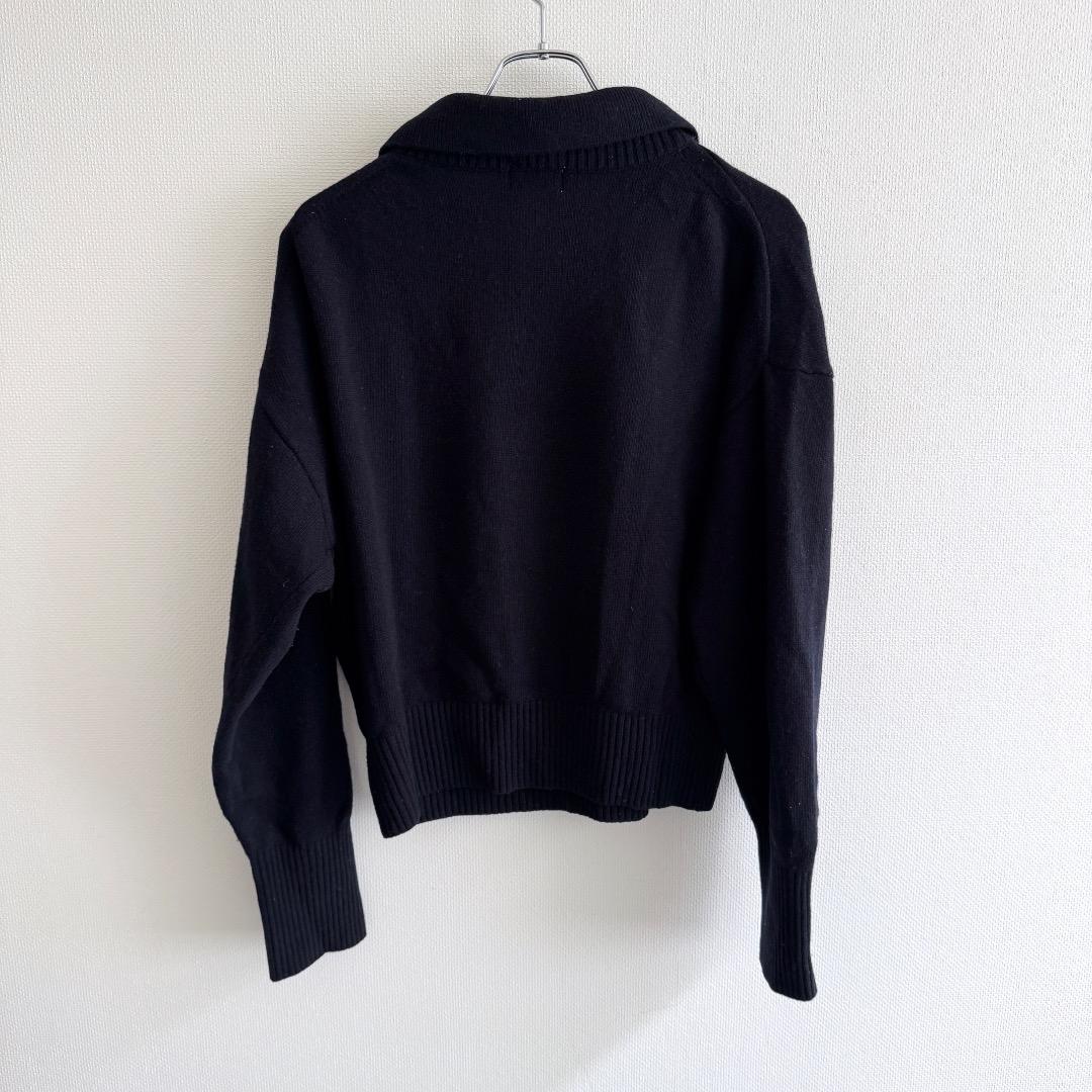 即完 Apartment Three カシミヤ混 ニットポロセーター ネイビー