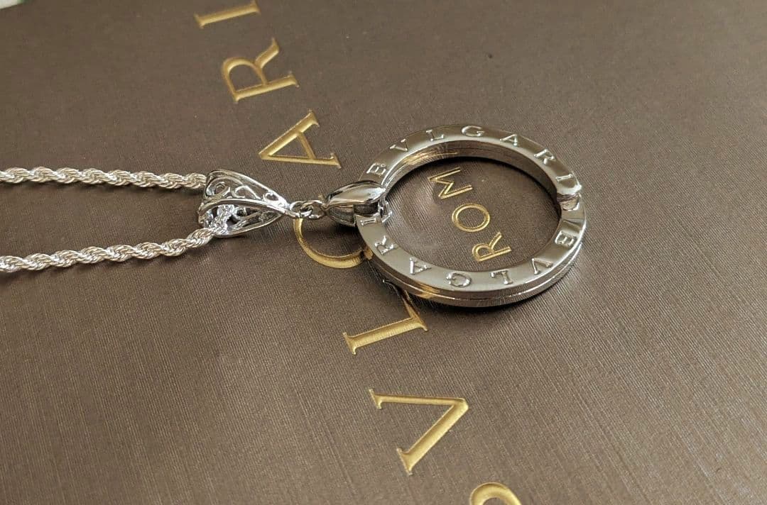 【超美品】ブルガリ キーリング シルバーネックレス 専用保存ケース付き