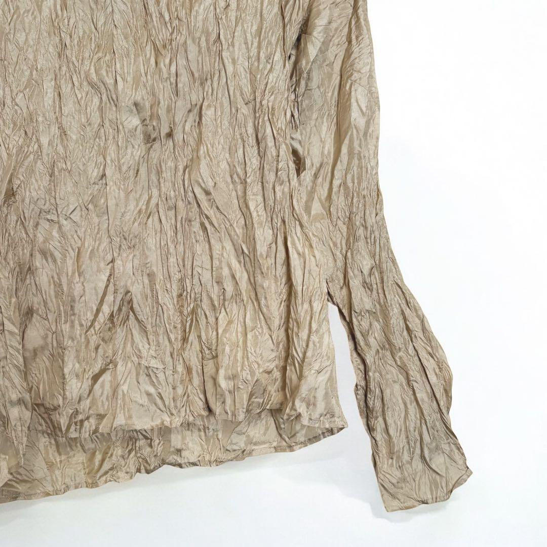 イッセイミヤケ　シワ加工　ブラウス　ベージュ M ヴィヴィアン　パンツ　 2点
