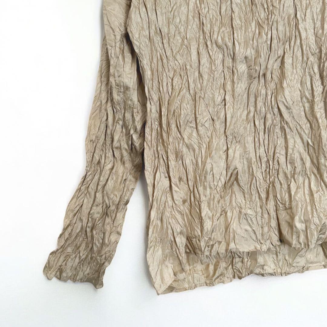 イッセイミヤケ　シワ加工　ブラウス　ベージュ M ヴィヴィアン　パンツ　 2点