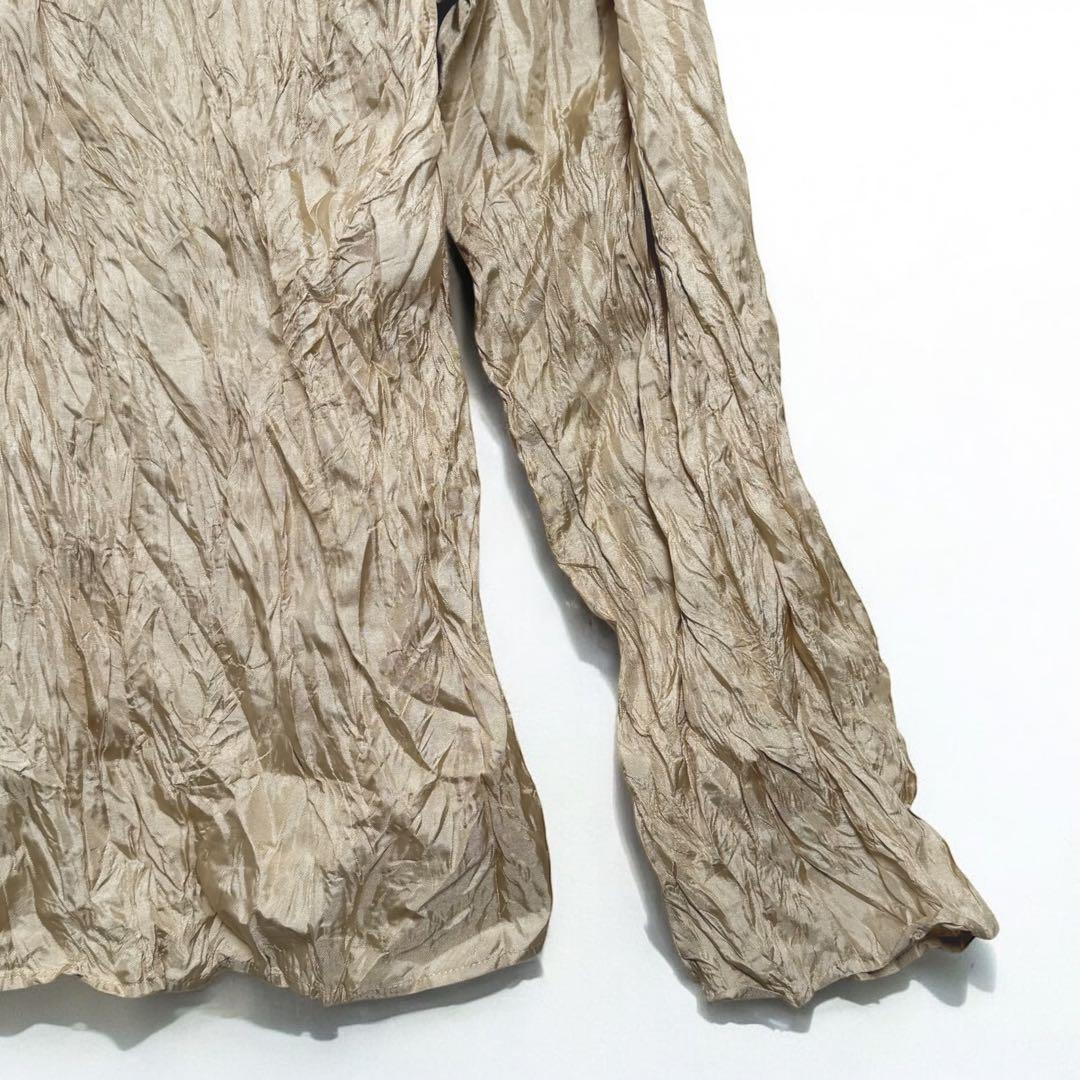 イッセイミヤケ　シワ加工　ブラウス　ベージュ M ヴィヴィアン　パンツ　 2点