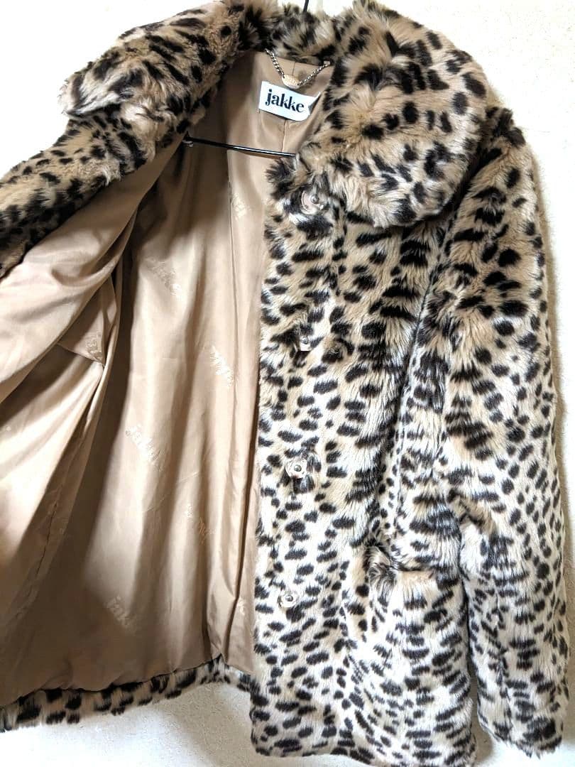 jakke　ジャッキー　ファーコート　レオパード　ボアコート　美品　エコファー