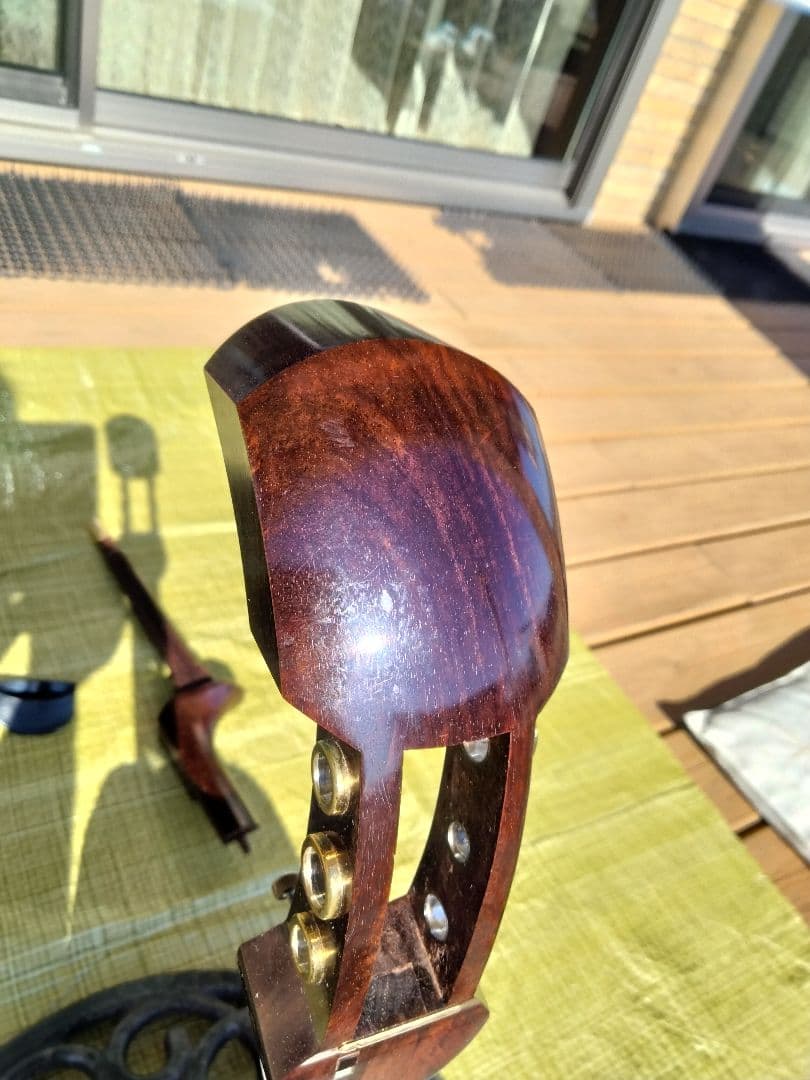 紅木 高級 三味線 紅木糸巻 両面犬皮