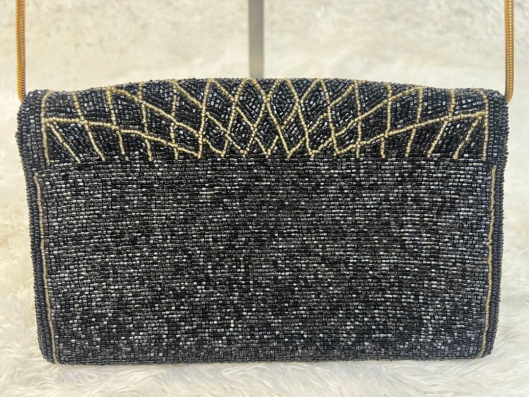 LUMY ルミー はしもと 皇室御用達 ビーズ パーティーバッグ クラッチ 黒