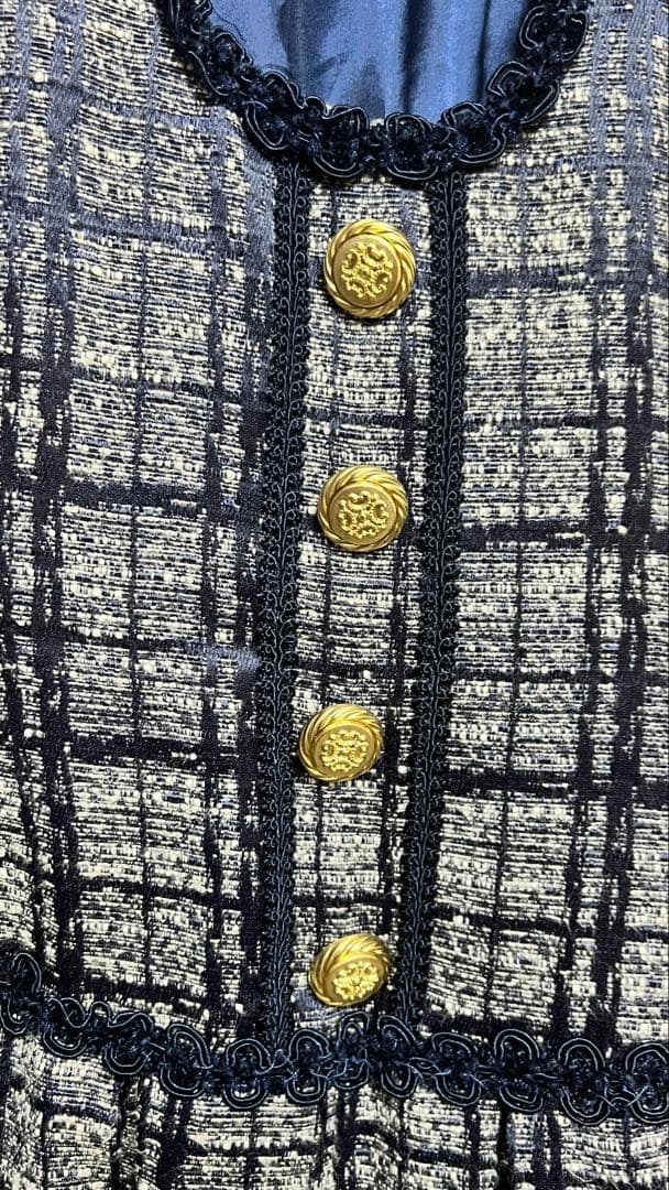 チェックツイード JSK 紺色