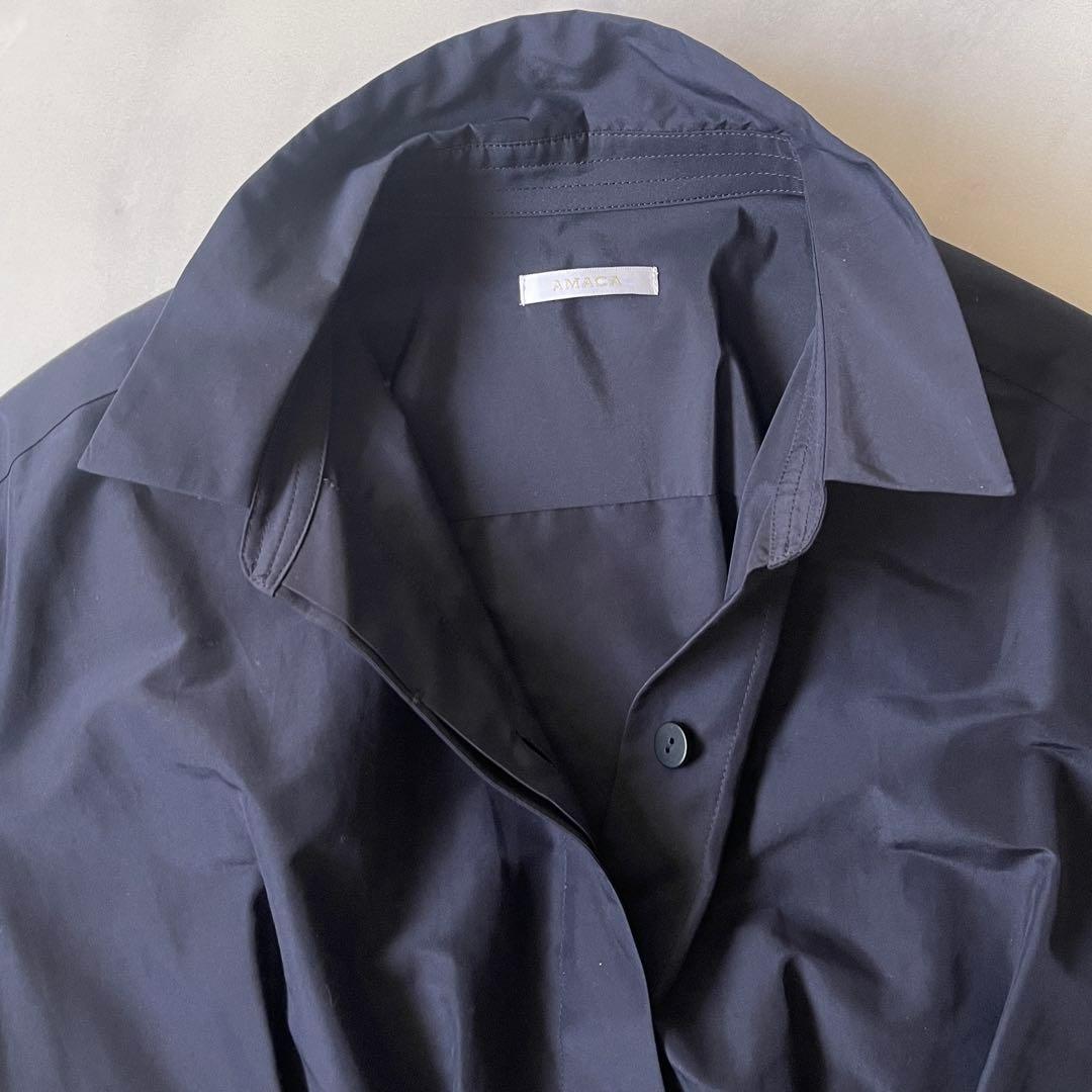 新品同様 AMACA トリアセタイプライター　シャツワンピース ロング丈 現行品